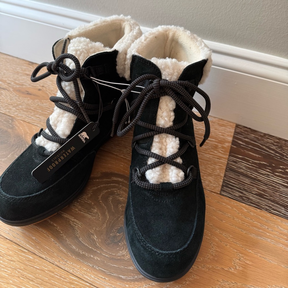 SOREL Evie Cozy Lace Boots Women's size 10 Jet Black nwt - Picture 7 of 12